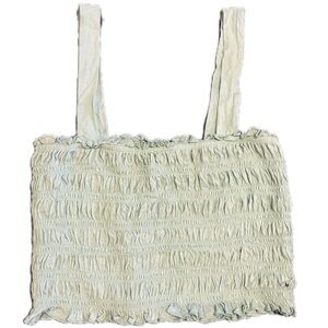 American Eagle Outfitters Mint Smocked Crop Tank